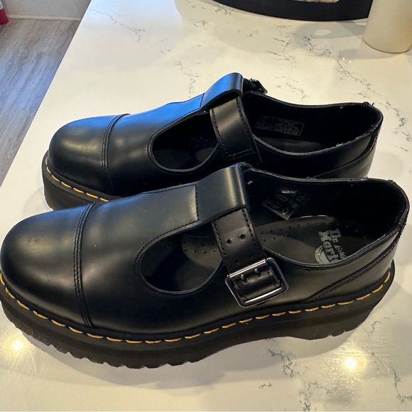 Doc Marten Bethan Polished Smooth Leather Platform Shoes